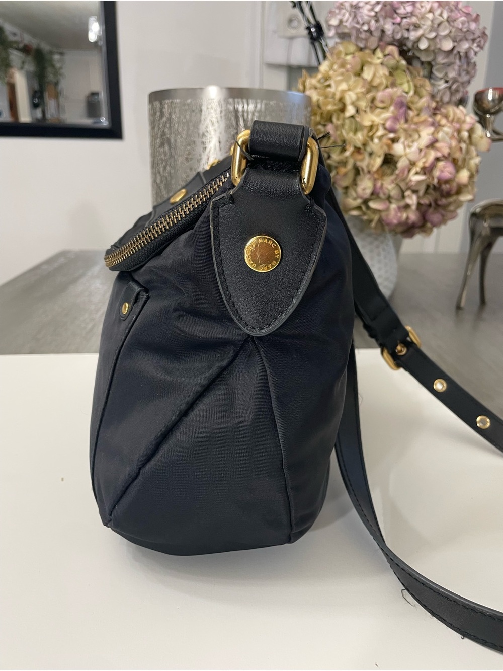 Marc By Marc Jacobs Natasha Black Nylon Crossbody Messenger Bag Gold Hardware